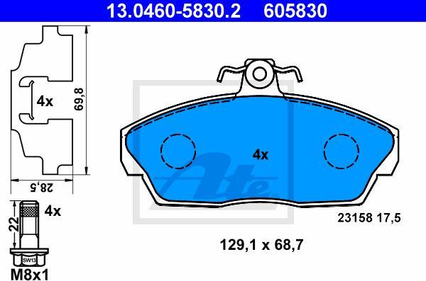 ATE 13.0460-5830.2 - Kit pastiglie freno, Freno a disco www.autoricambi360.it