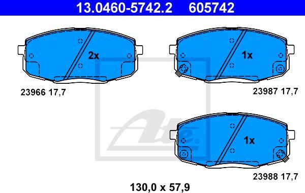 ATE 13.0460-5742.2 - Kit pastiglie freno, Freno a disco www.autoricambi360.it