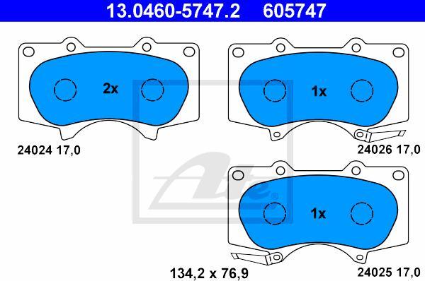 ATE 13.0460-5747.2 - Kit pastiglie freno, Freno a disco www.autoricambi360.it