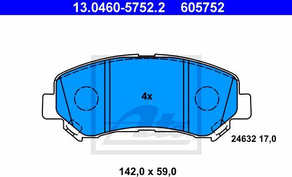 ATE 13.0460-5752.2 - Kit pastiglie freno, Freno a disco www.autoricambi360.it
