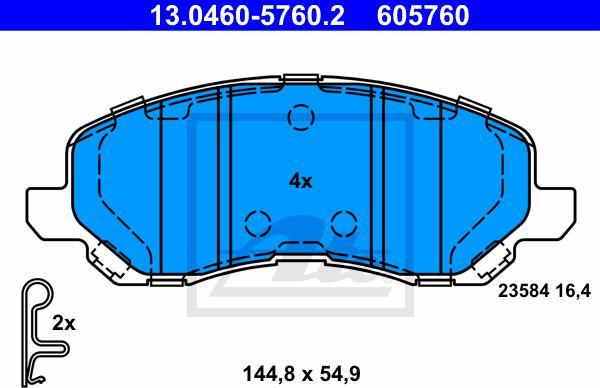 ATE 13.0460-5760.2 - Kit pastiglie freno, Freno a disco www.autoricambi360.it