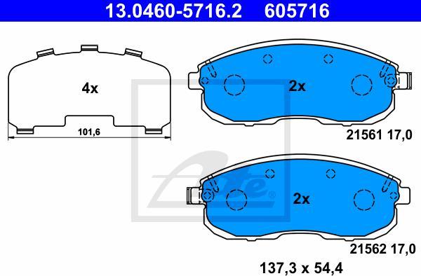 ATE 13.0460-5716.2 - Kit pastiglie freno, Freno a disco www.autoricambi360.it