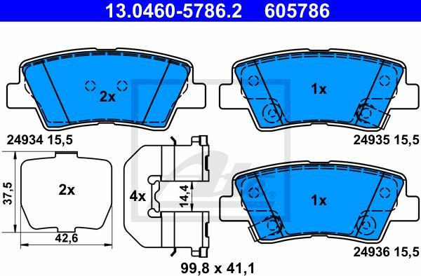 ATE 13.0460-5786.2 - Kit pastiglie freno, Freno a disco www.autoricambi360.it