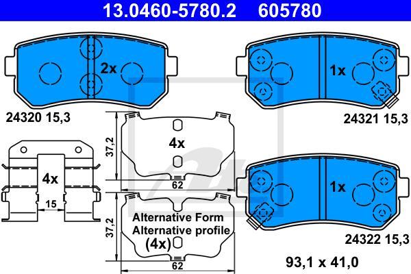 ATE 13.0460-5780.2 - Kit pastiglie freno, Freno a disco www.autoricambi360.it