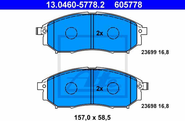 ATE 13.0460-5778.2 - Kit pastiglie freno, Freno a disco www.autoricambi360.it