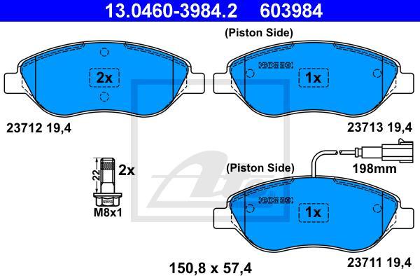 ATE 13.0460-3984.2 - Kit pastiglie freno, Freno a disco www.autoricambi360.it