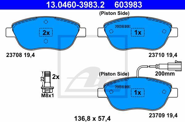 ATE 13.0460-3983.2 - Kit pastiglie freno, Freno a disco www.autoricambi360.it