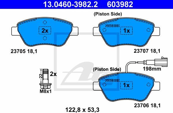 ATE 13.0460-3982.2 - Kit pastiglie freno, Freno a disco www.autoricambi360.it