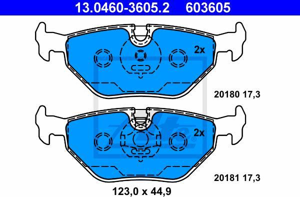 ATE 13.0460-3605.2 - Kit pastiglie freno, Freno a disco www.autoricambi360.it