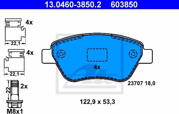 ATE 13.0460-3850.2 - Kit pastiglie freno, Freno a disco www.autoricambi360.it