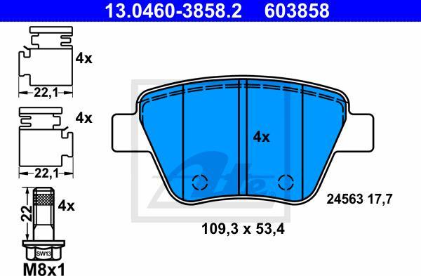 ATE 13.0460-3858.2 - Kit pastiglie freno, Freno a disco www.autoricambi360.it