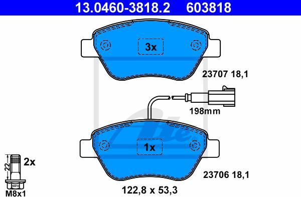 ATE 13.0460-3818.2 - Kit pastiglie freno, Freno a disco www.autoricambi360.it