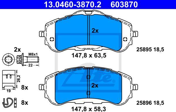 ATE 13.0460-3870.2 - Kit pastiglie freno, Freno a disco www.autoricambi360.it