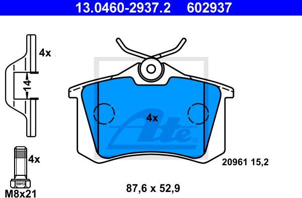 ATE 13.0460-2937.2 - Kit pastiglie freno, Freno a disco www.autoricambi360.it
