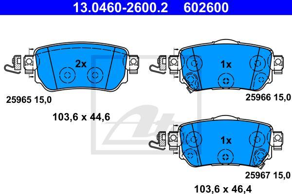 ATE 13.0460-2600.2 - Kit pastiglie freno, Freno a disco www.autoricambi360.it