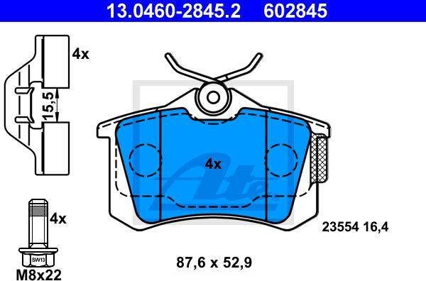 ATE 13.0460-2845.2 - Kit pastiglie freno, Freno a disco www.autoricambi360.it