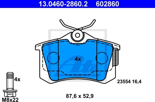 ATE 13.0460-2860.2 - Kit pastiglie freno, Freno a disco www.autoricambi360.it