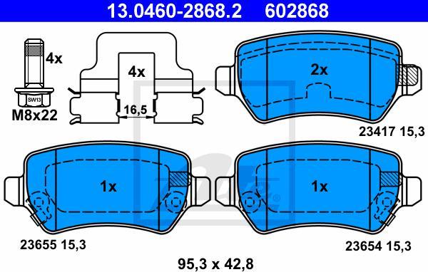 ATE 13.0460-2868.2 - Kit pastiglie freno, Freno a disco www.autoricambi360.it