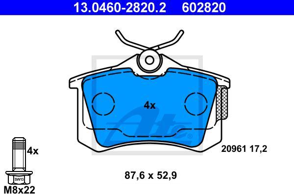 ATE 13.0460-2820.2 - Kit pastiglie freno, Freno a disco www.autoricambi360.it