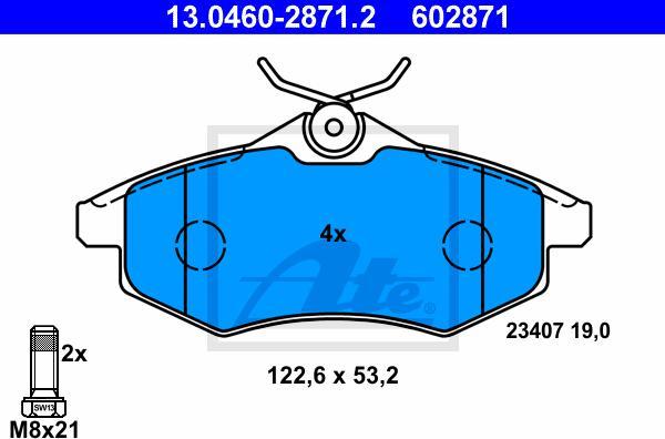 ATE 13.0460-2871.2 - Kit pastiglie freno, Freno a disco www.autoricambi360.it