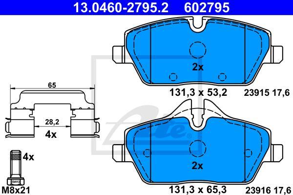 ATE 13.0460-2795.2 - Kit pastiglie freno, Freno a disco www.autoricambi360.it