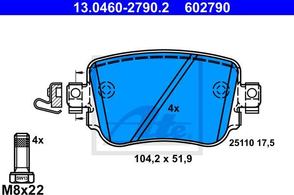 ATE 13.0460-2790.2 - Kit pastiglie freno, Freno a disco www.autoricambi360.it