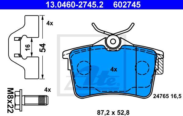 ATE 13.0460-2745.2 - Kit pastiglie freno, Freno a disco www.autoricambi360.it