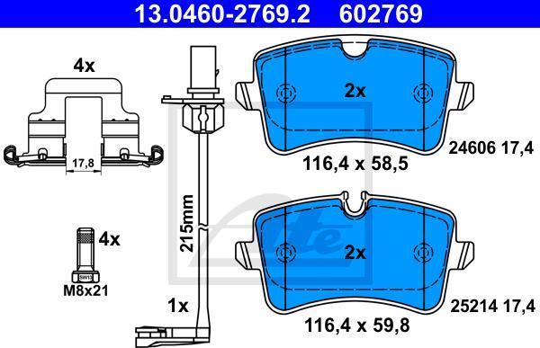 ATE 13.0460-2769.2 - Kit pastiglie freno, Freno a disco www.autoricambi360.it