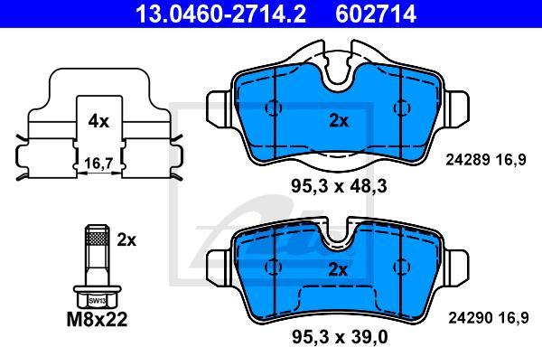 ATE 13.0460-2714.2 - Kit pastiglie freno, Freno a disco www.autoricambi360.it
