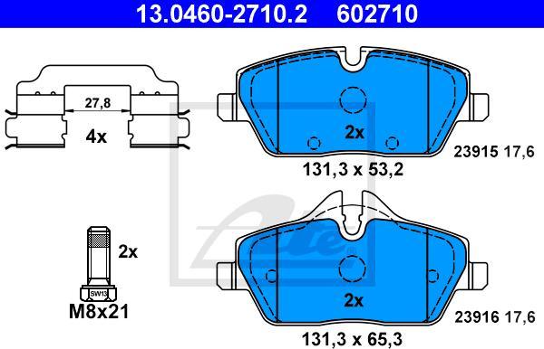 ATE 13.0460-2710.2 - Kit pastiglie freno, Freno a disco www.autoricambi360.it