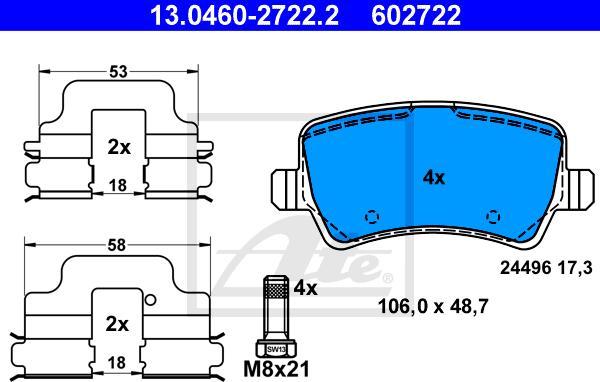 ATE 13.0460-2722.2 - Kit pastiglie freno, Freno a disco www.autoricambi360.it