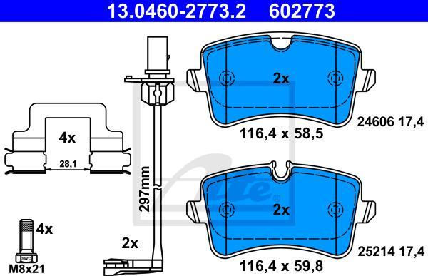 ATE 13.0460-2773.2 - Kit pastiglie freno, Freno a disco www.autoricambi360.it