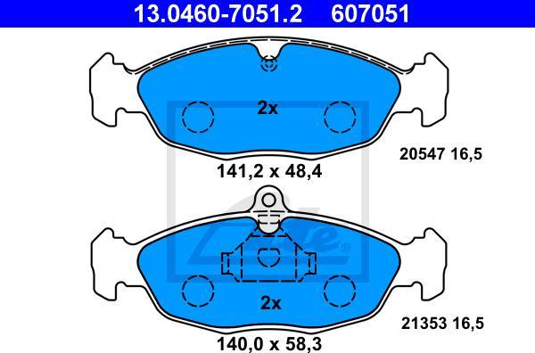 ATE 13.0460-7051.2 - Kit pastiglie freno, Freno a disco www.autoricambi360.it
