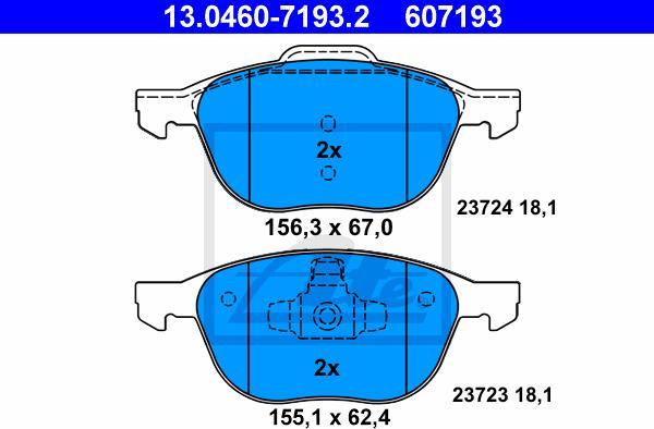 ATE 13.0460-7193.2 - Kit pastiglie freno, Freno a disco www.autoricambi360.it