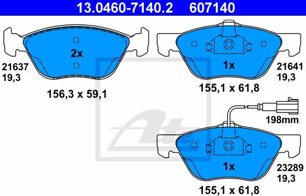 ATE 13.0460-7140.2 - Kit pastiglie freno, Freno a disco www.autoricambi360.it
