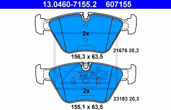 ATE 13.0460-7155.2 - Kit pastiglie freno, Freno a disco www.autoricambi360.it