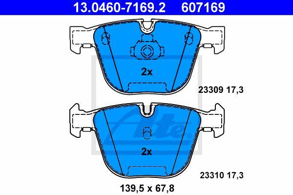 ATE 13.0460-7169.2 - Kit pastiglie freno, Freno a disco www.autoricambi360.it