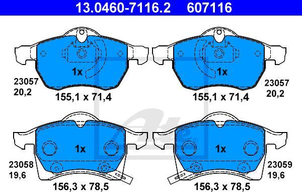 ATE 13.0460-7116.2 - Kit pastiglie freno, Freno a disco www.autoricambi360.it