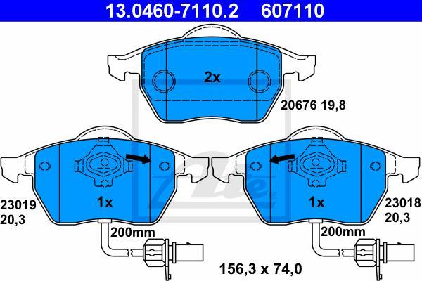 ATE 13.0460-7110.2 - Kit pastiglie freno, Freno a disco www.autoricambi360.it