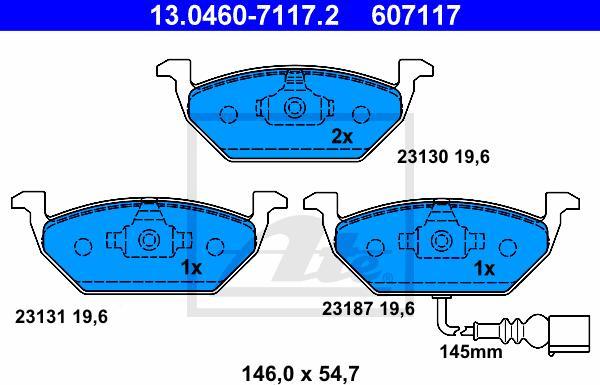 ATE 13.0460-7117.2 - Kit pastiglie freno, Freno a disco www.autoricambi360.it