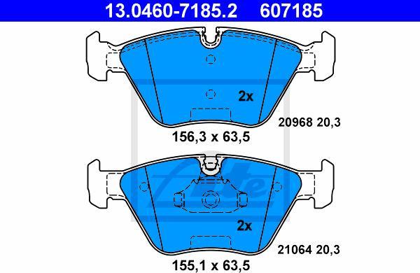 ATE 13.0460-7185.2 - Kit pastiglie freno, Freno a disco www.autoricambi360.it
