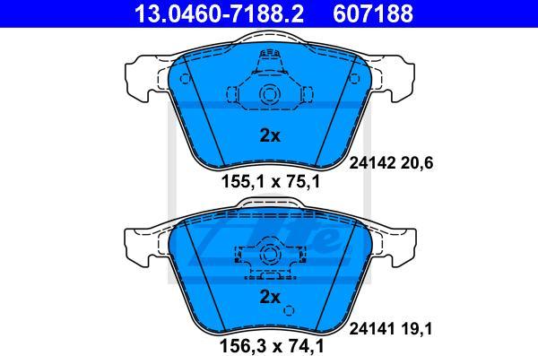 ATE 13.0460-7188.2 - Kit pastiglie freno, Freno a disco www.autoricambi360.it