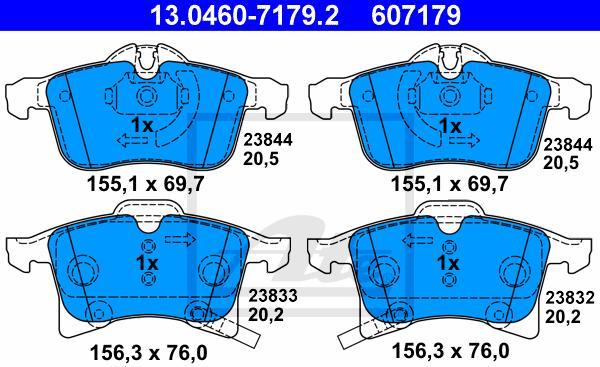 ATE 13.0460-7179.2 - Kit pastiglie freno, Freno a disco www.autoricambi360.it