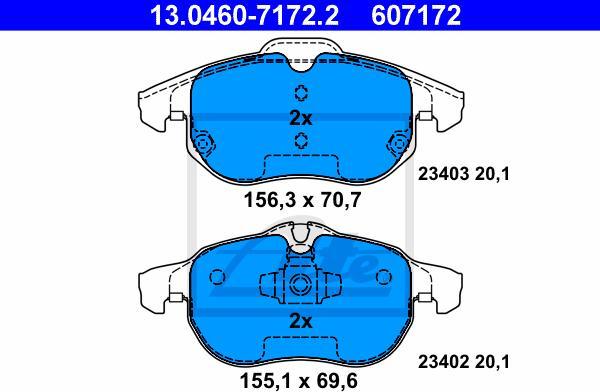 ATE 13.0460-7172.2 - Kit pastiglie freno, Freno a disco www.autoricambi360.it