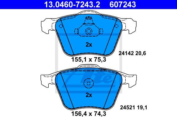 ATE 13.0460-7243.2 - Kit pastiglie freno, Freno a disco www.autoricambi360.it