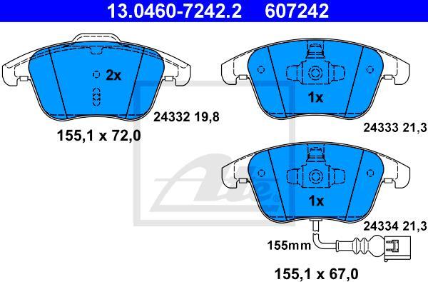 ATE 13.0460-7242.2 - Kit pastiglie freno, Freno a disco www.autoricambi360.it
