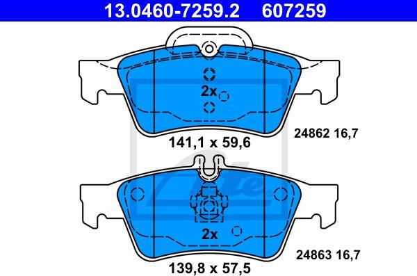 ATE 13.0460-7259.2 - Kit pastiglie freno, Freno a disco www.autoricambi360.it