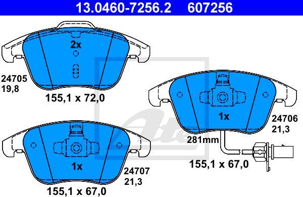 ATE 13.0460-7256.2 - Kit pastiglie freno, Freno a disco www.autoricambi360.it