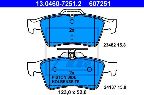 ATE 13.0460-7251.2 - Kit pastiglie freno, Freno a disco www.autoricambi360.it