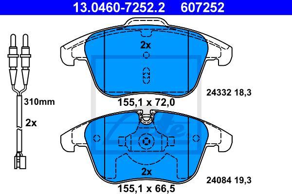 ATE 13.0460-7252.2 - Kit pastiglie freno, Freno a disco www.autoricambi360.it